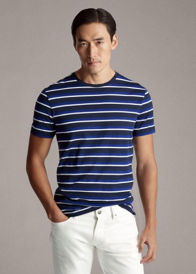 Men's Ralph Lauren Striped Lisle T Shirts | 045281ION